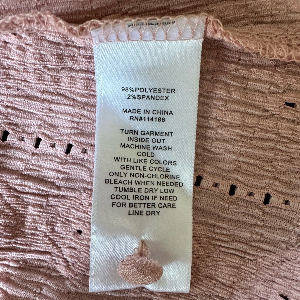 Frye Textured Peasant Boho Top Dusty Pink Long Sleeve Poet Blouse Size M - Picture 9 of 10